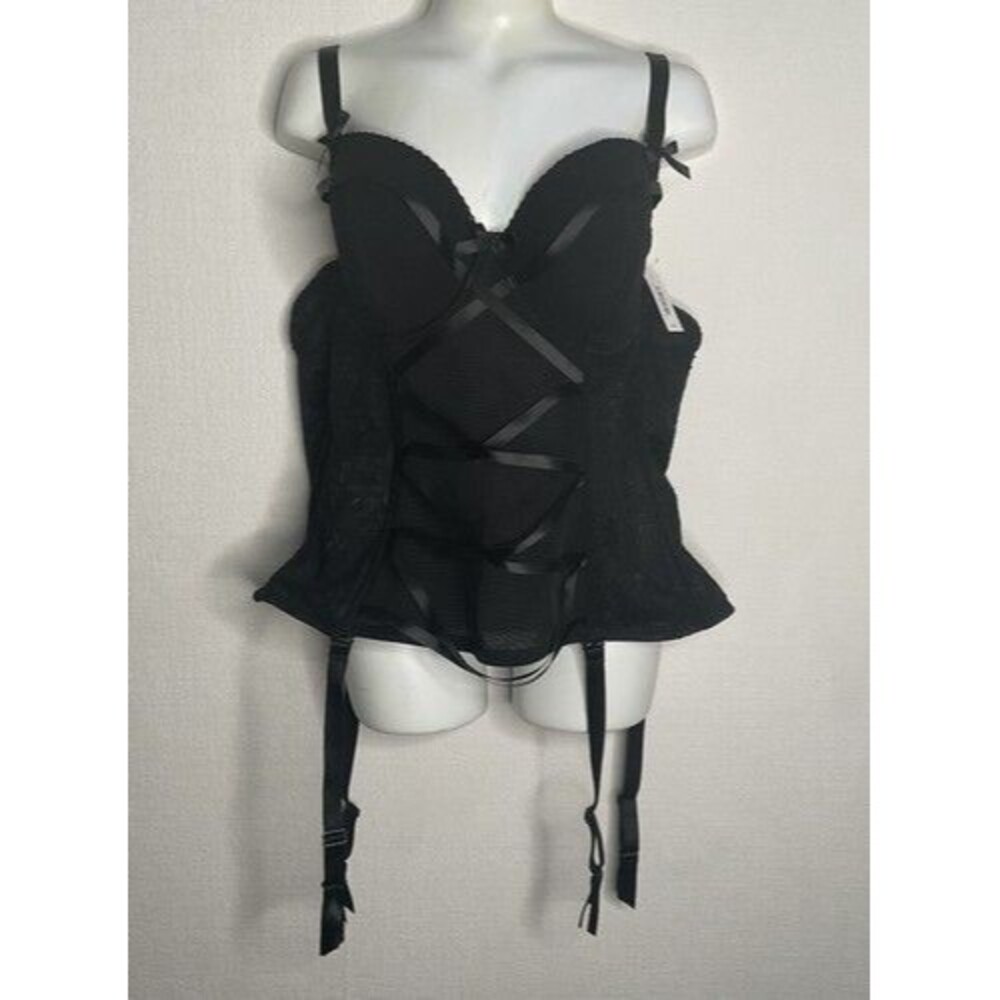 NWT Adore Me Black Bustier Lace Up Corset Lingerie Women Size 40B - Picture 8 of 12
